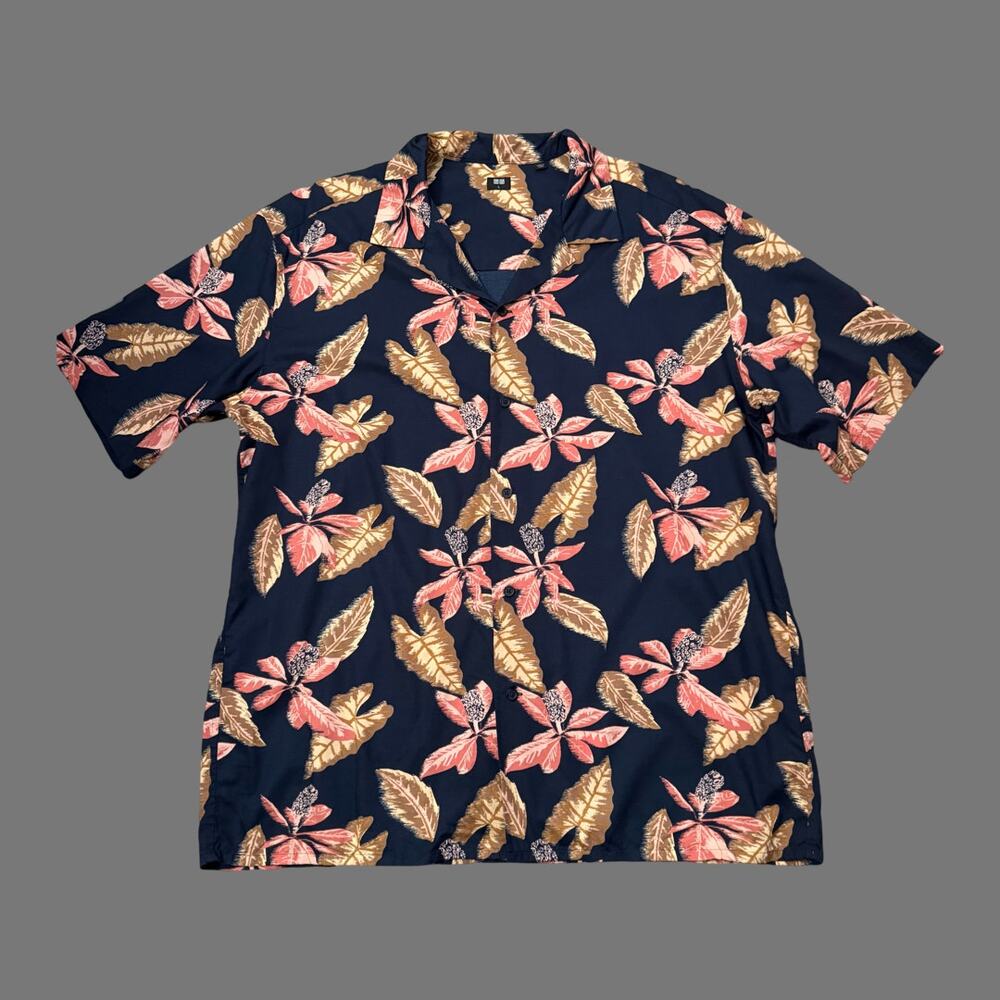 UNIQLO Open Collar SS Shirt Navy Multicolor L